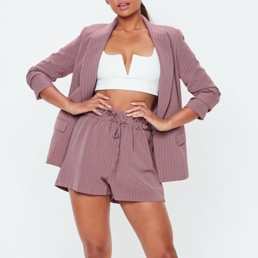 Missguided pink pinstripe shorts with drawstring - size 6